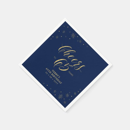 Goud en zeemacht | Moderne Cheers 65e Birthday Par Servet (Hoek)