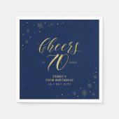 Goud en zeemacht | Moderne Cheers 70e Birthday Par Servet (Voorkant)