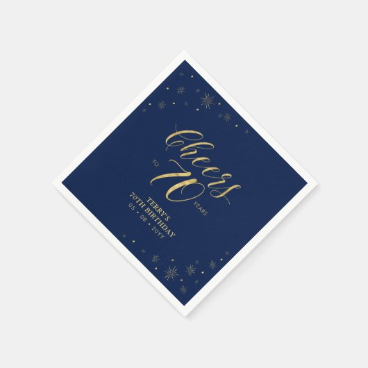 Goud en zeemacht | Moderne Cheers 70e Birthday Par Servet (Hoek)