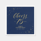 Goud en zeemacht | Moderne Cheers 75e Birthday Par Servet (Voorkant)