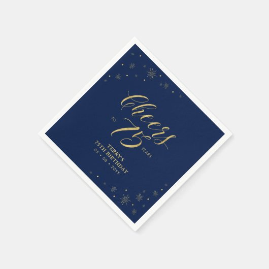 Goud en zeemacht | Moderne Cheers 75e Birthday Par Servet (Hoek)