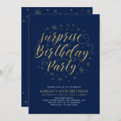 Goud en zeemacht | Moderne chic Surprise Birthday Kaart (Voorkant / Achterkant)