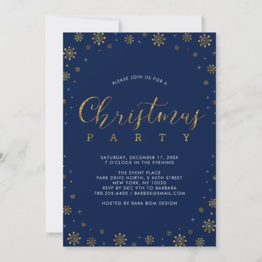 Goud en zeemacht | Moderne kerstfeestdag in Snowfl Kaart (Voorkant)