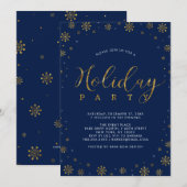 Goud en zeemacht | Moderne Snowflakes Holiday Kaart (Voorkant / Achterkant)