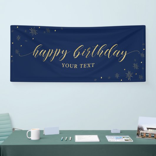 Goud en zeemacht | Sparkle Happy Birthday Party Ba Spandoek (Beurs)
