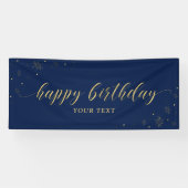 Goud en zeemacht | Sparkle Happy Birthday Party Ba Spandoek (Horizontaal)