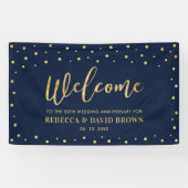 Goud en zeemacht | Welkom bruiloft Jubileum Party Spandoek (Horizontaal)