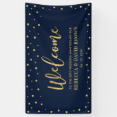 Goud en zeemacht | Welkom bruiloft Jubileum Party Spandoek (Verticaal)