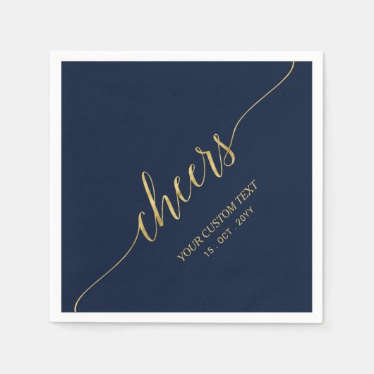 Goud en zeemleder Blauw Elegant Stijlvol papier Servet (Voorkant)