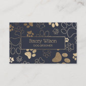 Goud en zeemleder Pet Salon Paw afdrukken Visitekaartje (Voorkant)