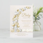 Goud en zilver Baby shower van de Ballon Kaart (Staand voorkant)