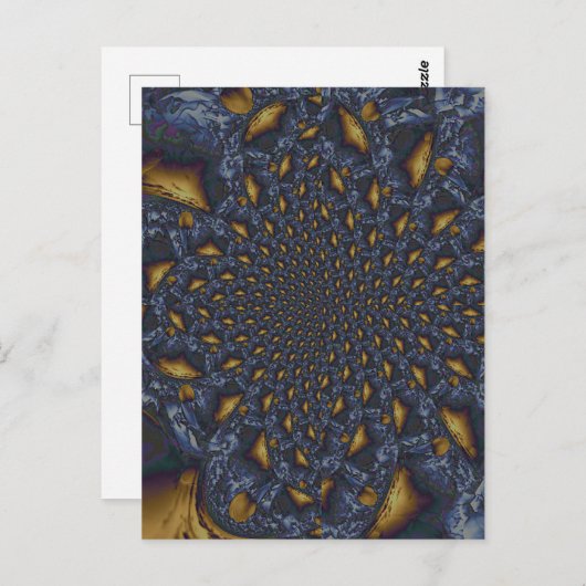 Goud en Zilver Blauw Gesmolten Metaal Briefkaart (Voorkant / Achterkant)