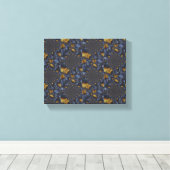 Goud en Zilver Blauw Gesmolten Metaal Canvas Afdruk (Insitu (Houten vloer))