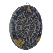Goud en Zilver Blauw Gesmolten Metaal Dartbord (Voorkant Links)