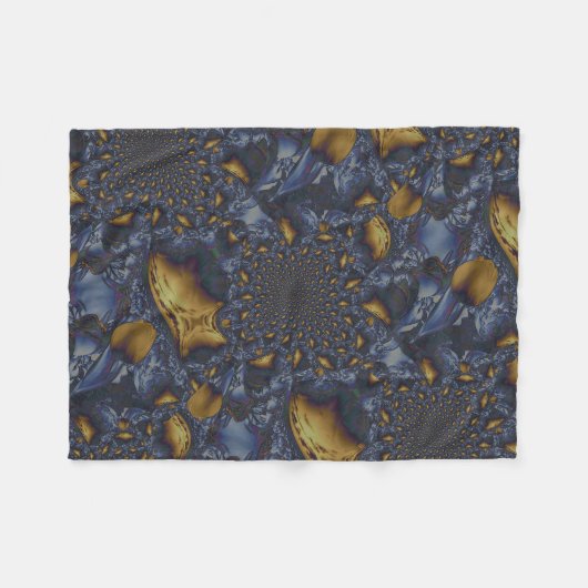 Goud en Zilver Blauw Gesmolten Metaal Fleece Deken (Voorkant (Horizontaal))