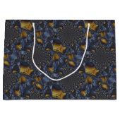 Goud en Zilver Blauw Gesmolten Metaal Groot Cadeauzakje (Voorkant)