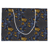 Goud en Zilver Blauw Gesmolten Metaal Groot Cadeauzakje (Achterkant)