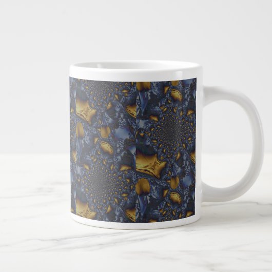 Goud en Zilver Blauw Gesmolten Metaal Grote Koffiekop (Rechts)