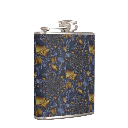 Goud en Zilver Blauw Gesmolten Metaal Heupfles (Rechts)