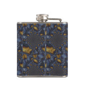 Goud en Zilver Blauw Gesmolten Metaal Heupfles (Achterkant)