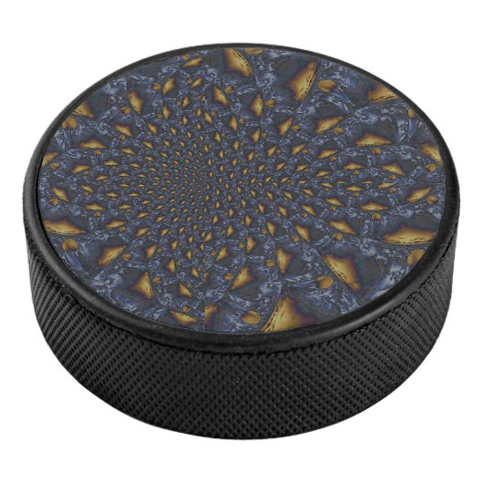 Goud en Zilver Blauw Gesmolten Metaal Hockey Puck (3/4)