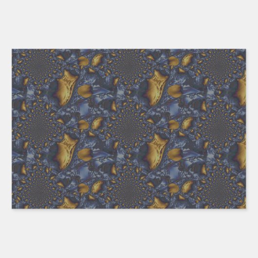 Goud en Zilver Blauw Gesmolten Metaal Inpakpapier Vel (Voorkant 2)