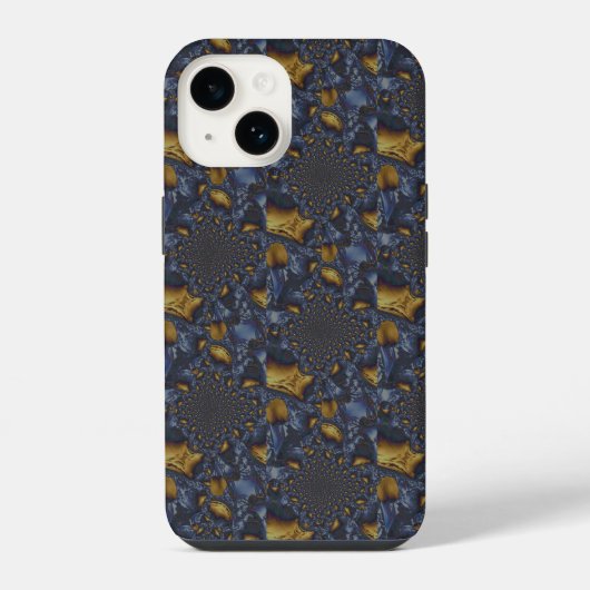 Goud en Zilver Blauw Gesmolten Metaal iPhone Hoesje (Achterkant)
