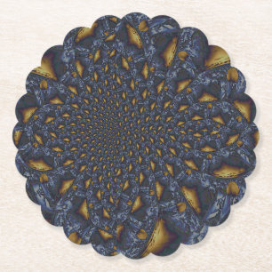 Goud en Zilver Blauw Gesmolten Metaal Kartonnen Onderzetters