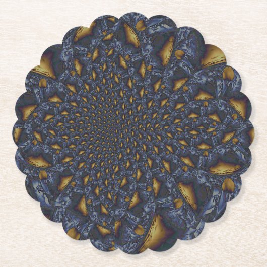 Goud en Zilver Blauw Gesmolten Metaal Kartonnen Onderzetters (Voorkant)