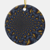 Goud en Zilver Blauw Gesmolten Metaal Keramisch Ornament (Voorkant)