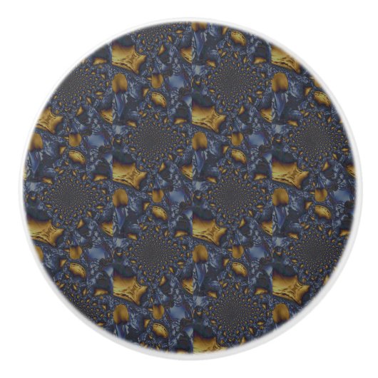 Goud en Zilver Blauw Gesmolten Metaal Keramische Knop (Voorkant)