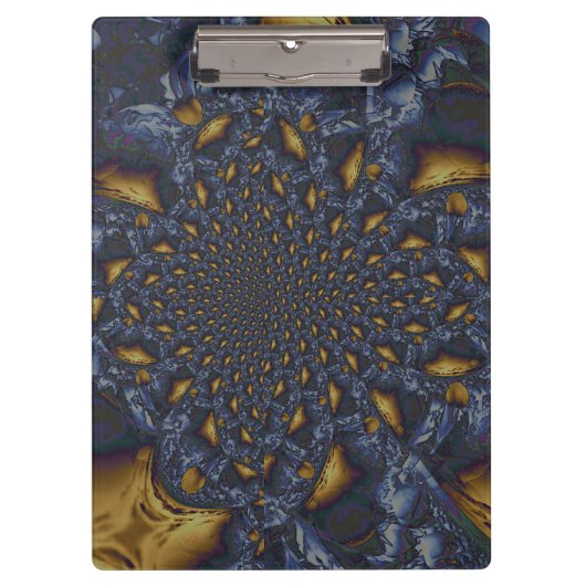 Goud en Zilver Blauw Gesmolten Metaal Klembord (Voorkant)