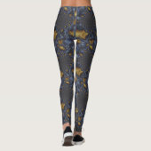 Goud en Zilver Blauw Gesmolten Metaal Leggings (Achterkant)