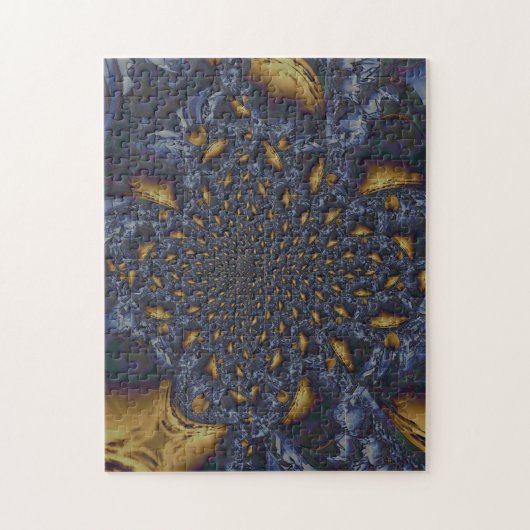 Goud en Zilver Blauw Gesmolten Metaal Legpuzzel (Verticaal)