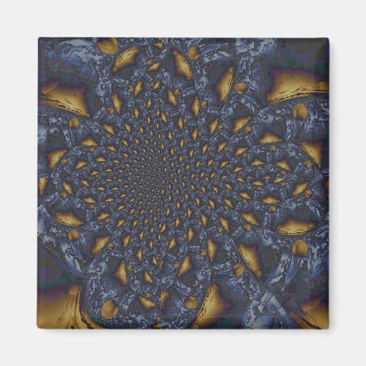 Goud en Zilver Blauw Gesmolten Metaal Magneet (Voorkant)