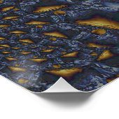 Goud en Zilver Blauw Gesmolten Metaal Perfect Poster (Hoek)