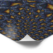 Goud en Zilver Blauw Gesmolten Metaal Perfect Poster (Hoek)