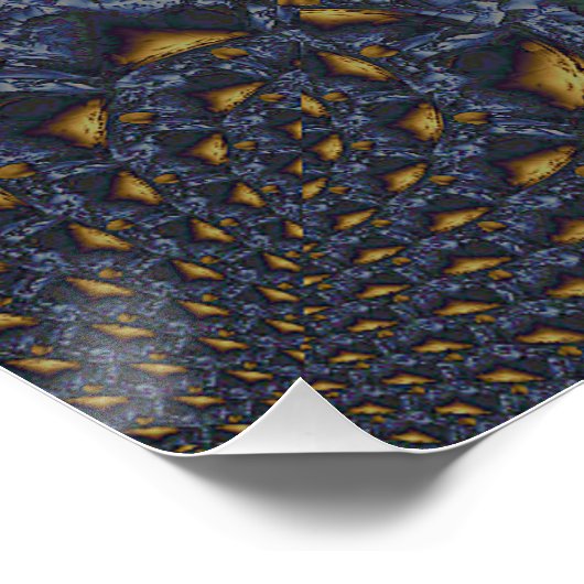 Goud en Zilver Blauw Gesmolten Metaal Perfect Poster (Hoek)