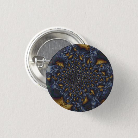 Goud en Zilver Blauw Gesmolten Metaal Ronde Button 3,2 Cm (Voorkant /achterkant)
