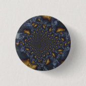 Goud en Zilver Blauw Gesmolten Metaal Ronde Button 3,2 Cm (Voorkant)