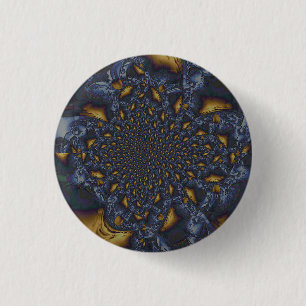 Goud en Zilver Blauw Gesmolten Metaal Ronde Button 3,2 Cm