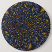 Goud en Zilver Blauw Gesmolten Metaal Ronde Button 6,0 Cm (Voorkant)