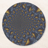 Goud en Zilver Blauw Gesmolten Metaal Ronde Kartonnen Onderzetter (Voorkant)