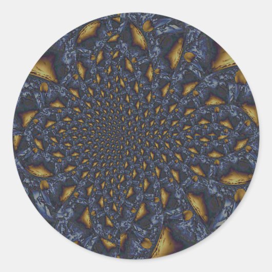 Goud en Zilver Blauw Gesmolten Metaal Ronde Sticker (Voorkant)