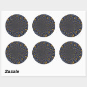 Goud en Zilver Blauw Gesmolten Metaal Ronde Sticker (Vel)