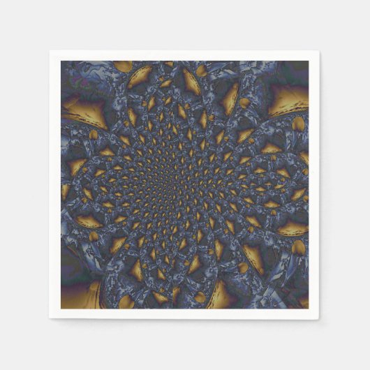 Goud en Zilver Blauw Gesmolten Metaal Servet (Voorkant)