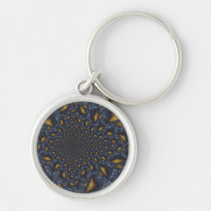 Goud en Zilver Blauw Gesmolten Metaal Sleutelhanger