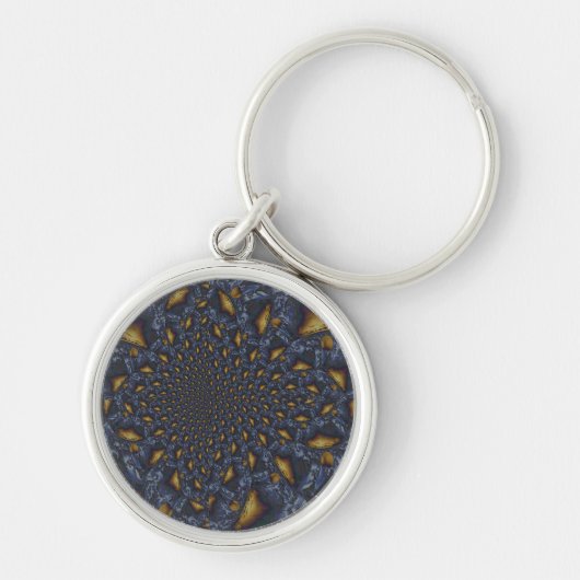Goud en Zilver Blauw Gesmolten Metaal Sleutelhanger (Voorkant)
