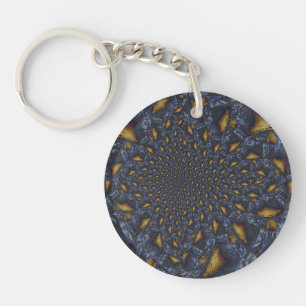 Goud en Zilver Blauw Gesmolten Metaal Sleutelhanger
