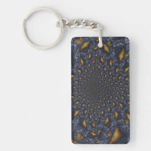Goud en Zilver Blauw Gesmolten Metaal Sleutelhanger